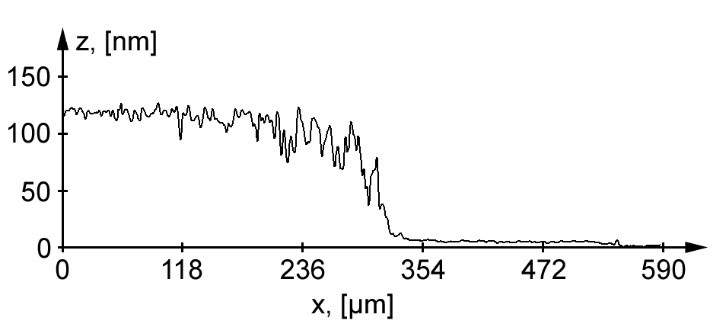 Palladium film on the silicon substrate, cross-section